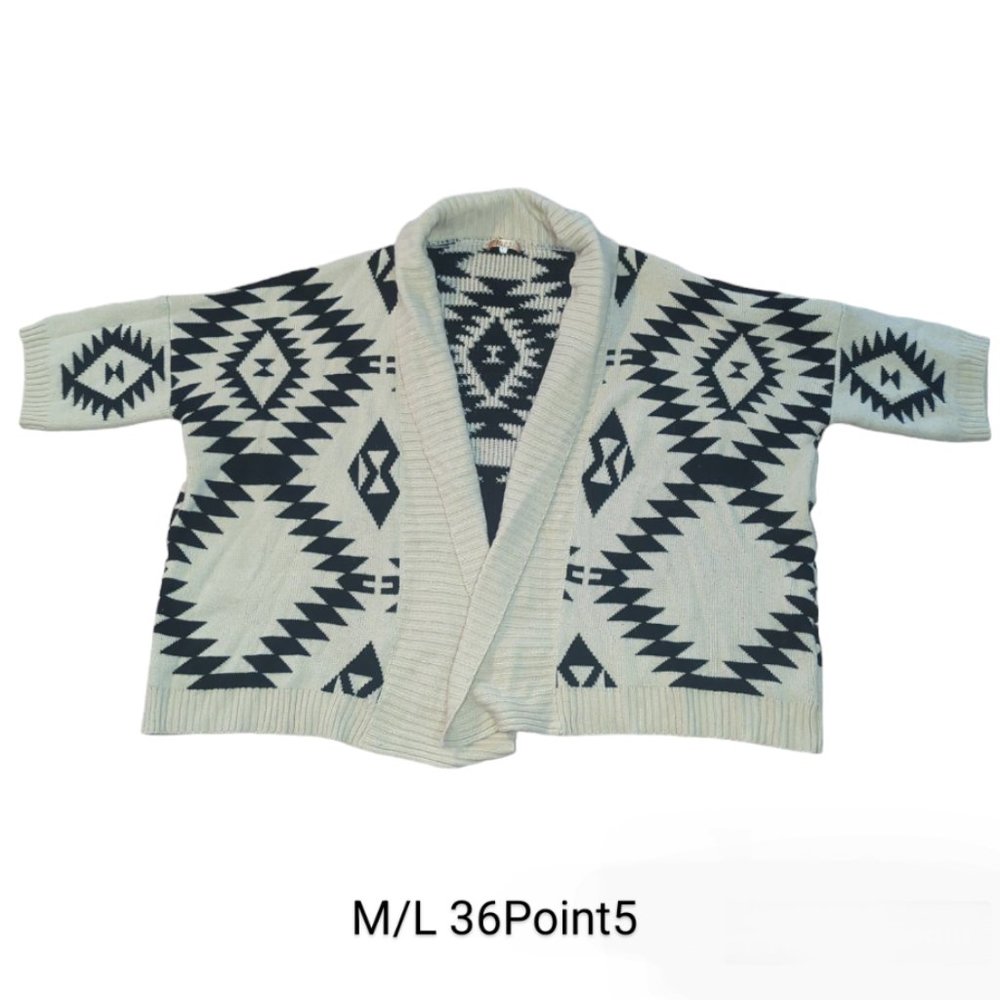 Womens Black And Cream Aztec Design Cardigan size medium or large